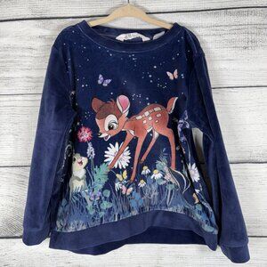 H&M Soft Long Sleeved Navy Sweatshirt with Bambi Sz 4-6